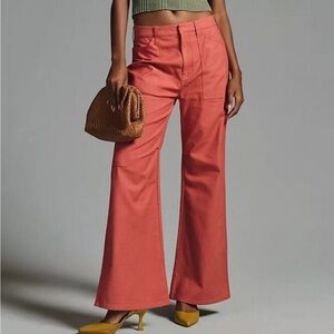 BNC Anthropologie Pilcro Orange Painter Puddle Pants Wide Leg